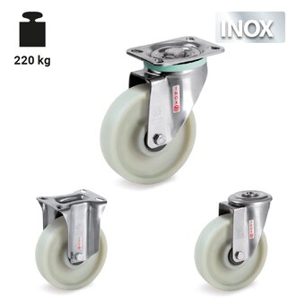 TR-68FV-NLX-Roues avec montures en acier inox pour charges légères